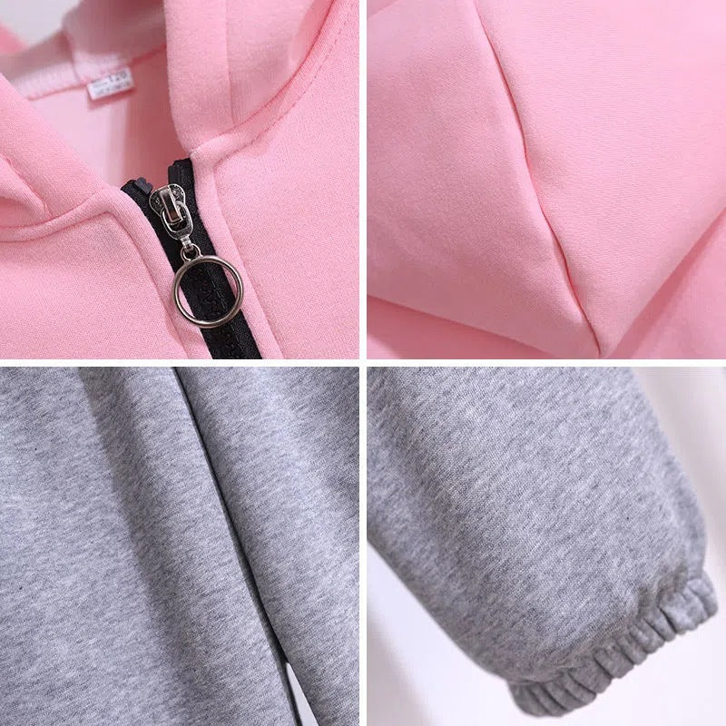 Children's Clothing Spring And Autumn Girls' Casual Suit Large Children's Stitching Fashionable Long-sleeved Sweater Sports Ankle Pants Two-piece Set