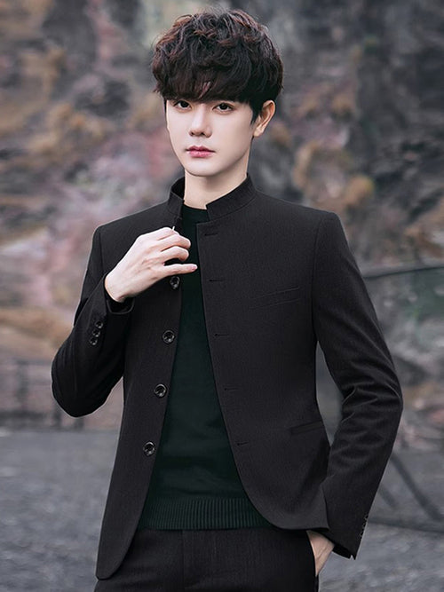 Chinese Tunic Suit For Young Men Slim Fit Stand Collar Performance Chinese Wedding Chinese Style Suit Coat Youth Tang Suit Suit