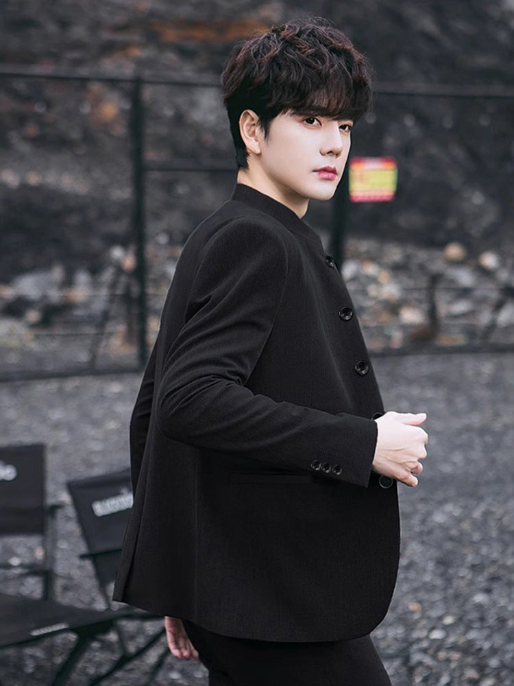 Chinese Tunic Suit For Young Men Slim Fit Stand Collar Performance Chinese Wedding Chinese Style Suit Coat Youth Tang Suit Suit