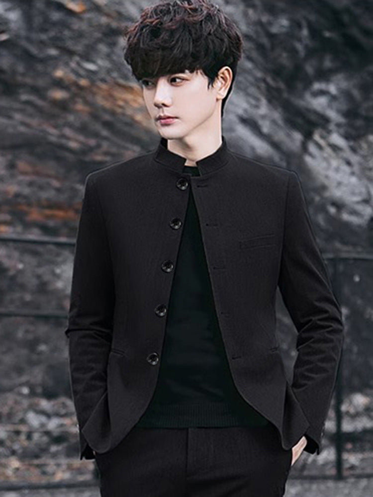 Chinese Tunic Suit For Young Men Slim Fit Stand Collar Performance Chinese Wedding Chinese Style Suit Coat Youth Tang Suit Suit
